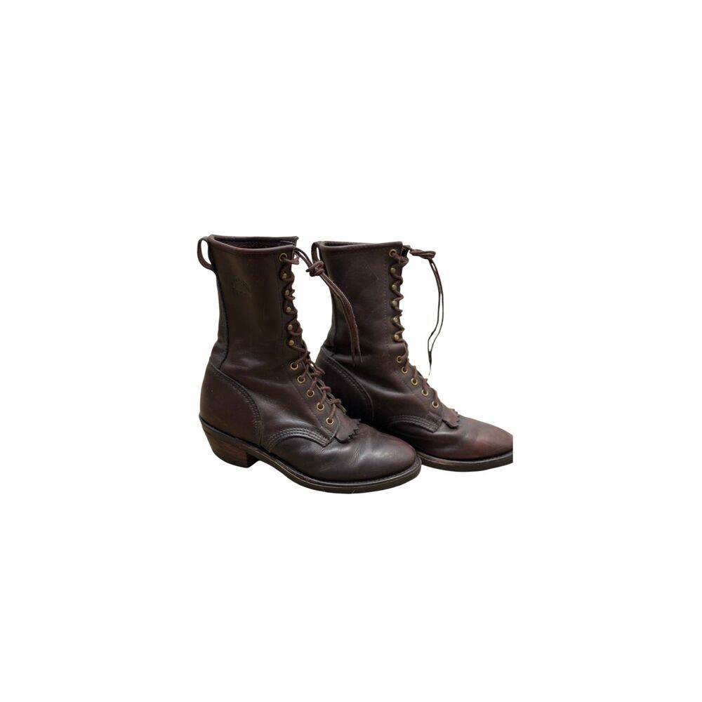 Vintage Georgia Boots Oiled 100% Leather Packer Western Roper Boots Women's 8US